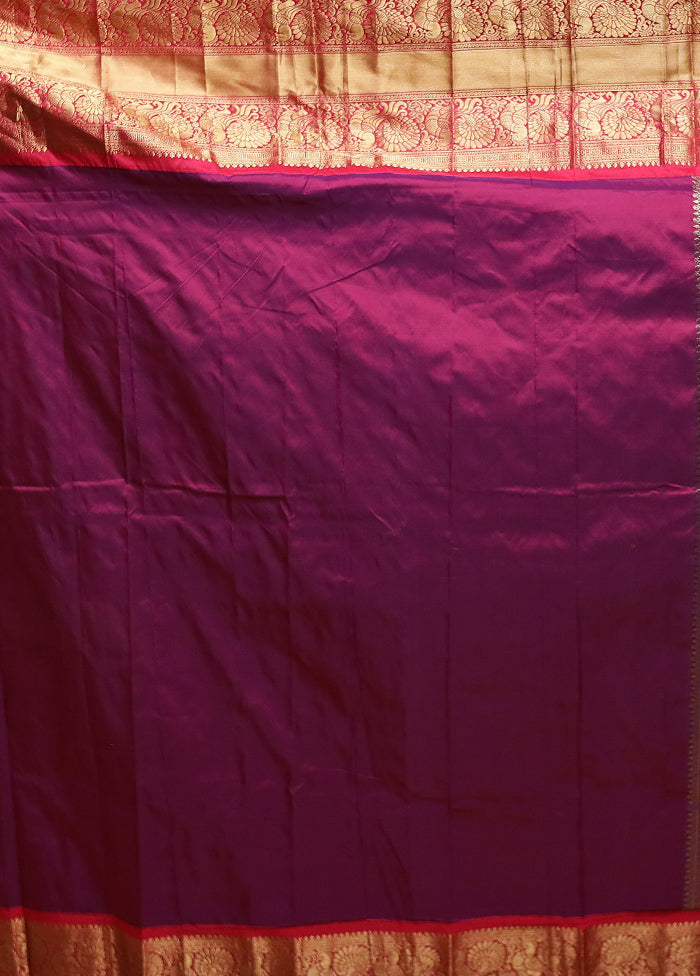 Blue Handloom Kanjivaram Pure Silk Saree With Blouse Piece