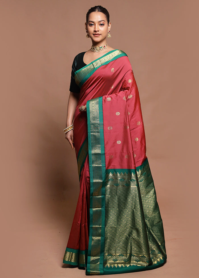 Maroon Kanjivaram Silk Saree With Blouse Piece