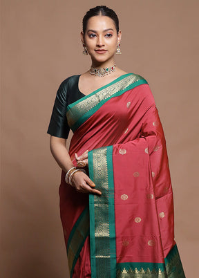 Maroon Kanjivaram Silk Saree With Blouse Piece