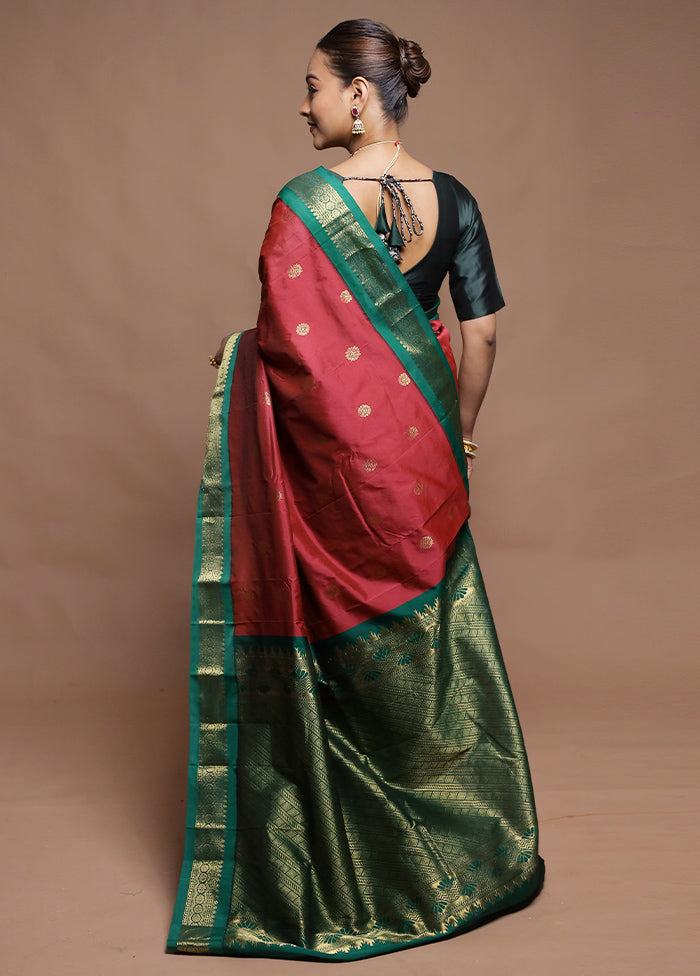 Maroon Kanjivaram Silk Saree With Blouse Piece