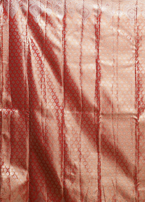 Peach Kanjivaram Silk Saree With Blouse Piece