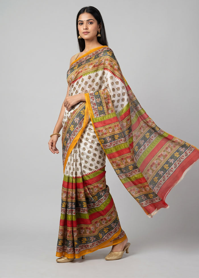 Black Printed Silk Saree Without Blouse Piece