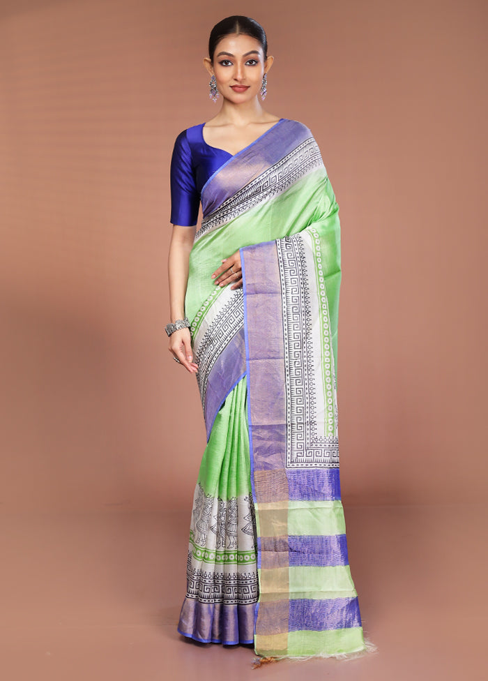 Multicolor Tussar Silk Saree With Blouse Piece