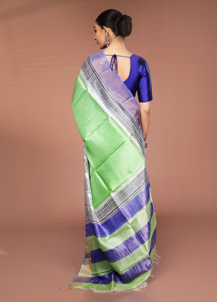 Multicolor Tussar Silk Saree With Blouse Piece