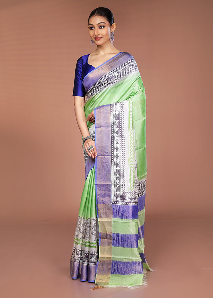 Multicolor Tussar Silk Saree With Blouse Piece