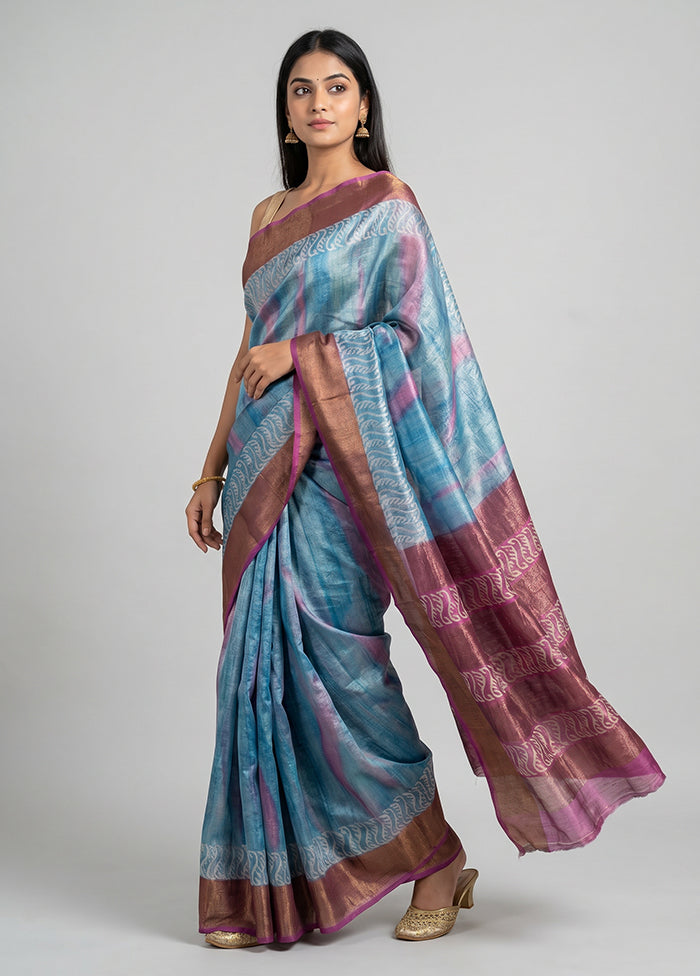 Multicolor Tussar Silk Saree With Blouse Piece