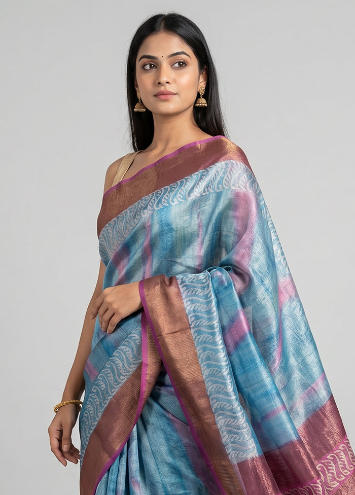 Multicolor Tussar Silk Saree With Blouse Piece