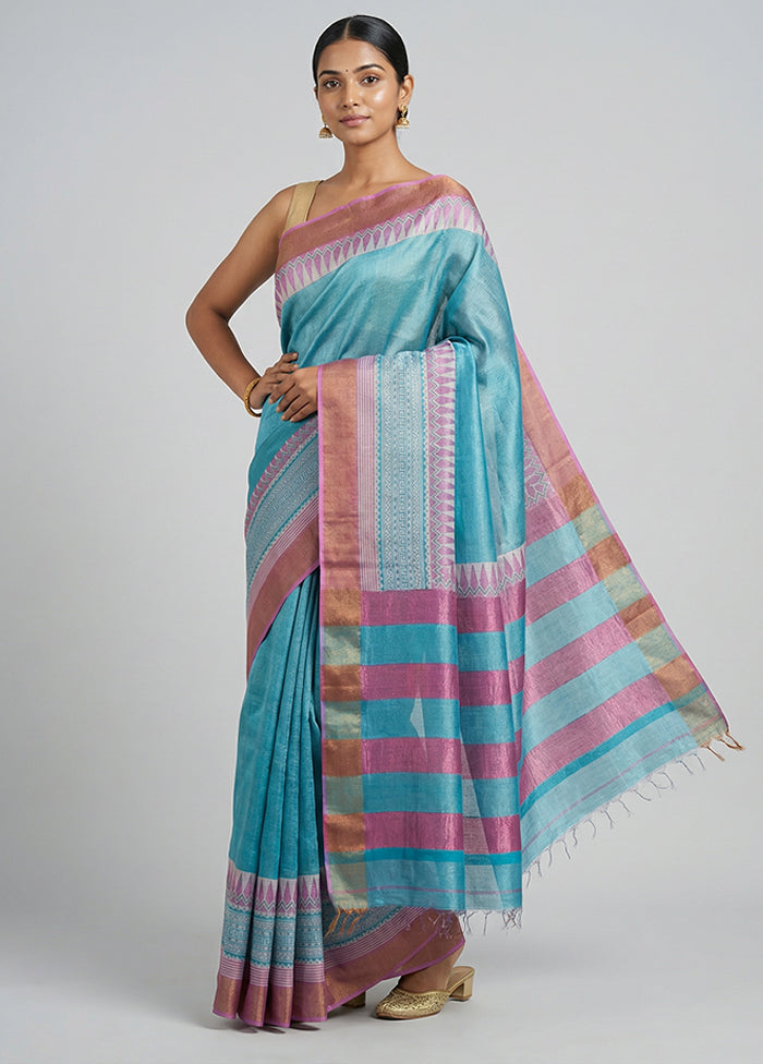 Pink Tussar Silk Saree With Blouse Piece