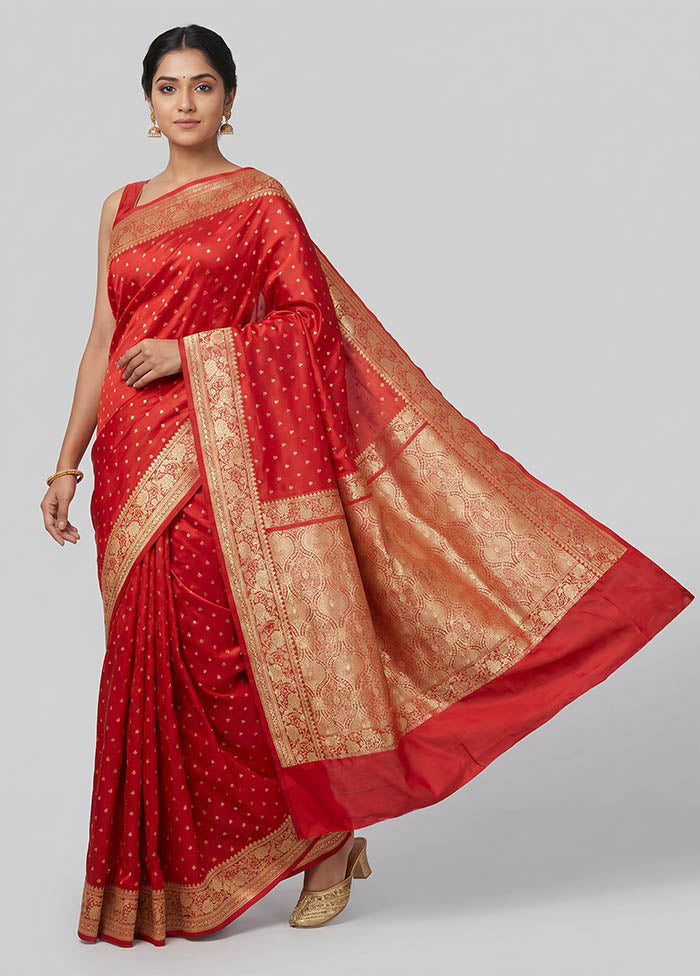 Pink Handloom Banarasi Pure Silk Saree With Blouse Piece