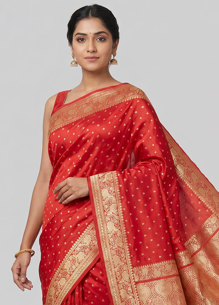 Pink Handloom Banarasi Pure Silk Saree With Blouse Piece
