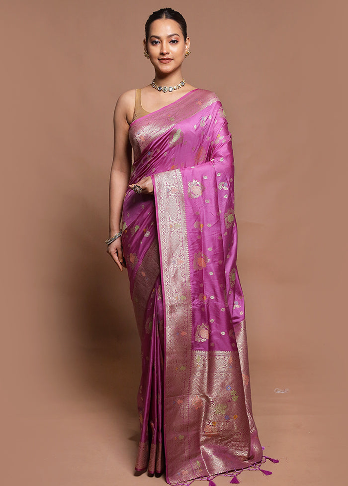 Purple Dupion Silk Saree With Blouse Piece