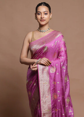 Purple Dupion Silk Saree With Blouse Piece
