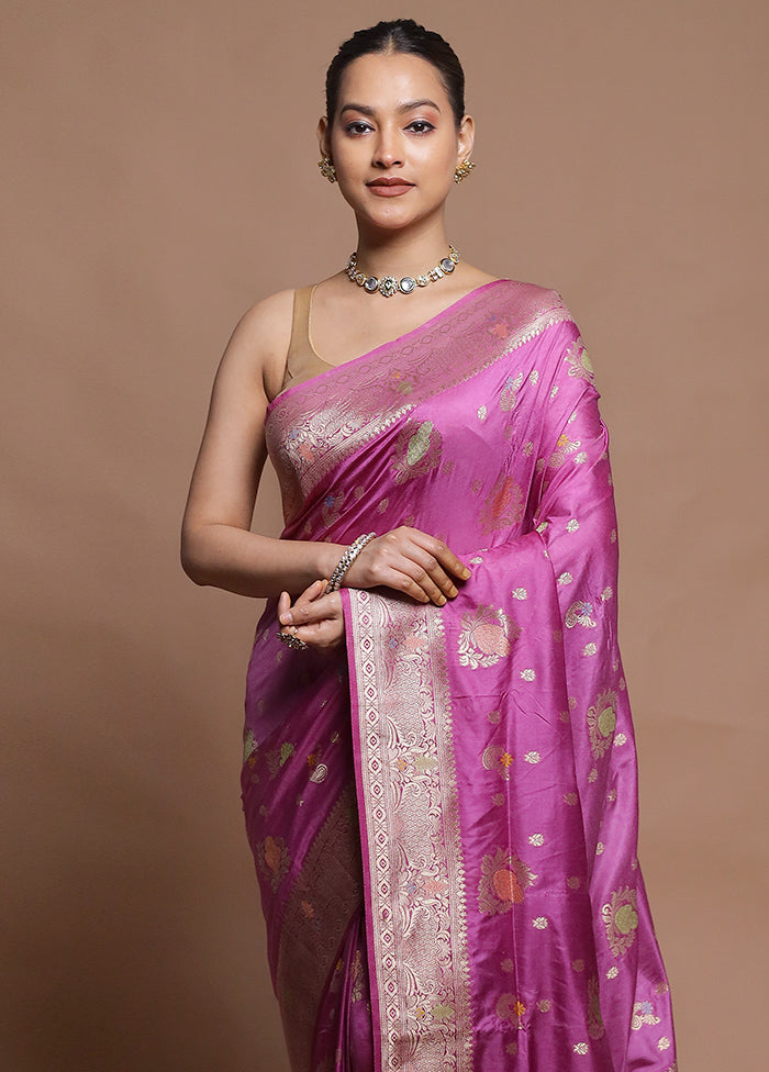 Purple Dupion Silk Saree With Blouse Piece