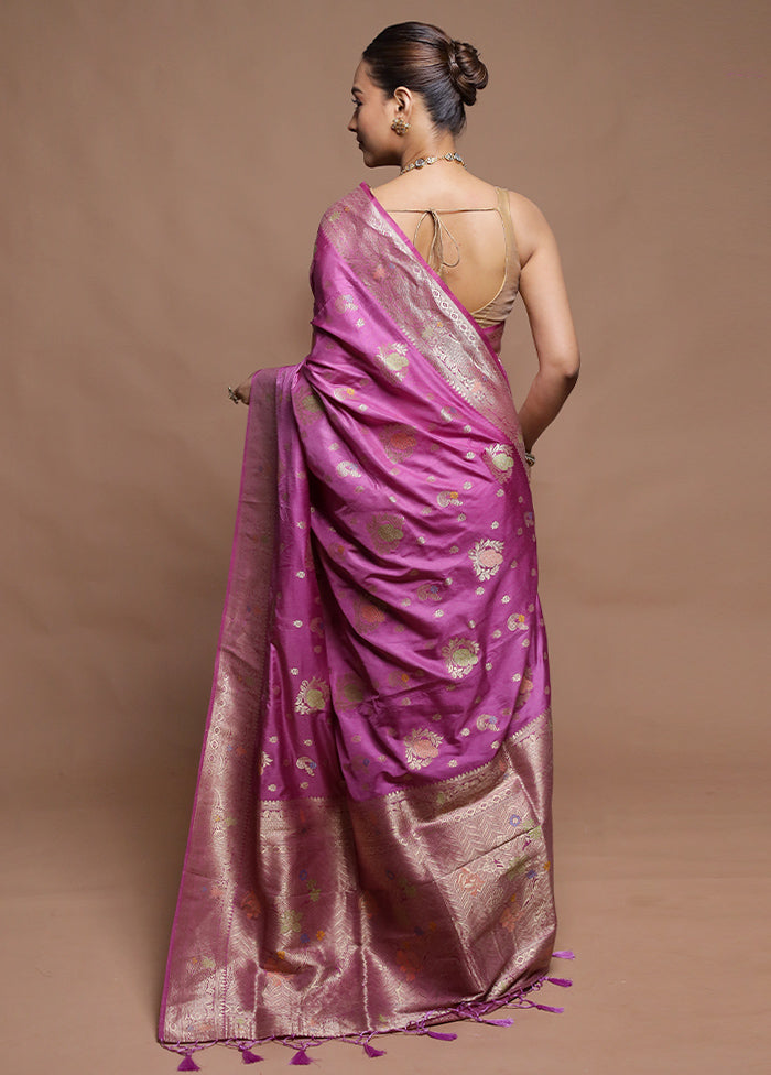 Purple Dupion Silk Saree With Blouse Piece