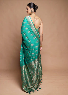 Green Dupion Silk Saree With Blouse Piece