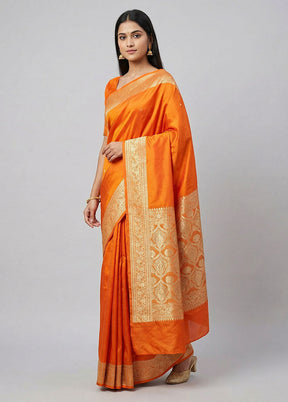 Yellow Katan Silk Saree With Blouse Piece