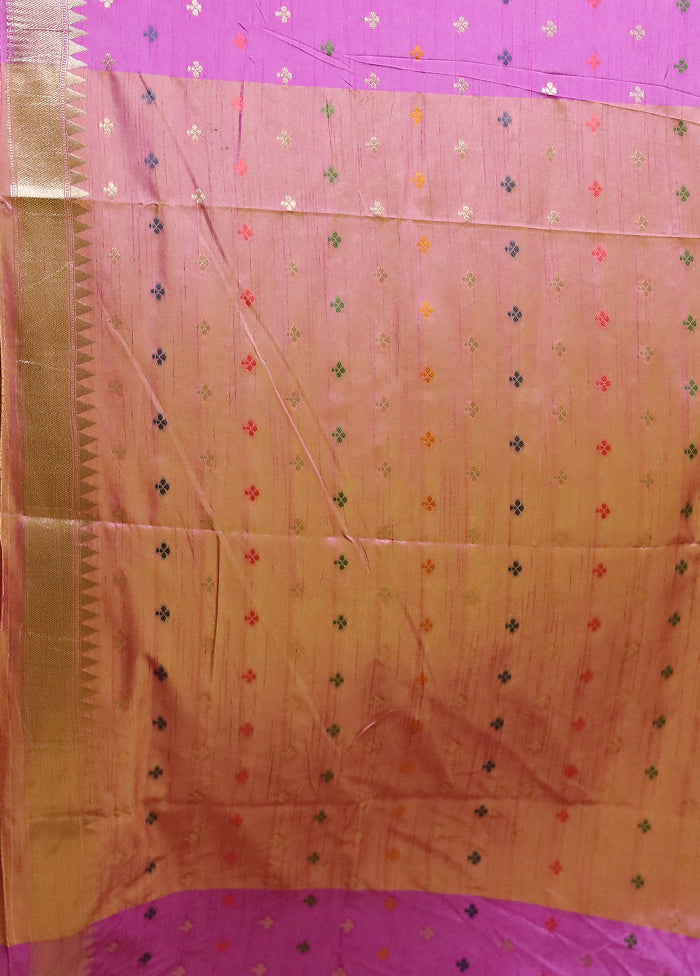 Pink Dupion Silk Saree With Blouse Piece