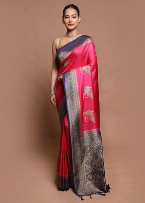 Pink Dupion Silk Saree With Blouse Piece