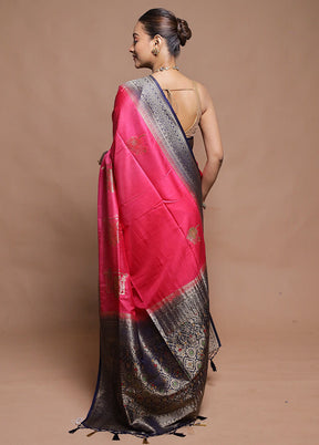 Pink Dupion Silk Saree With Blouse Piece