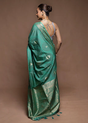 Green Dupion Silk Saree With Blouse Piece
