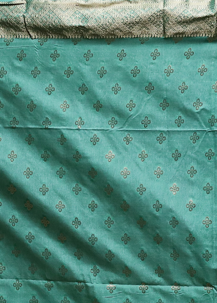Green Dupion Silk Saree With Blouse Piece