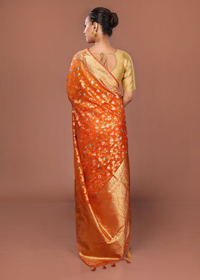 Orange Organza Saree With Blouse Piece