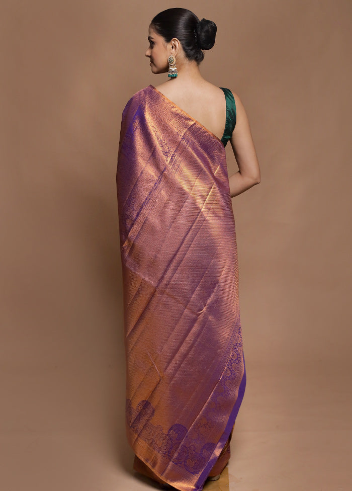 Purple Kanjivaram Silk Saree With Blouse Piece