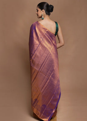 Purple Kanjivaram Silk Saree With Blouse Piece