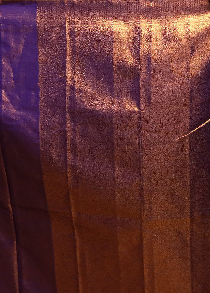 Purple Kanjivaram Silk Saree With Blouse Piece