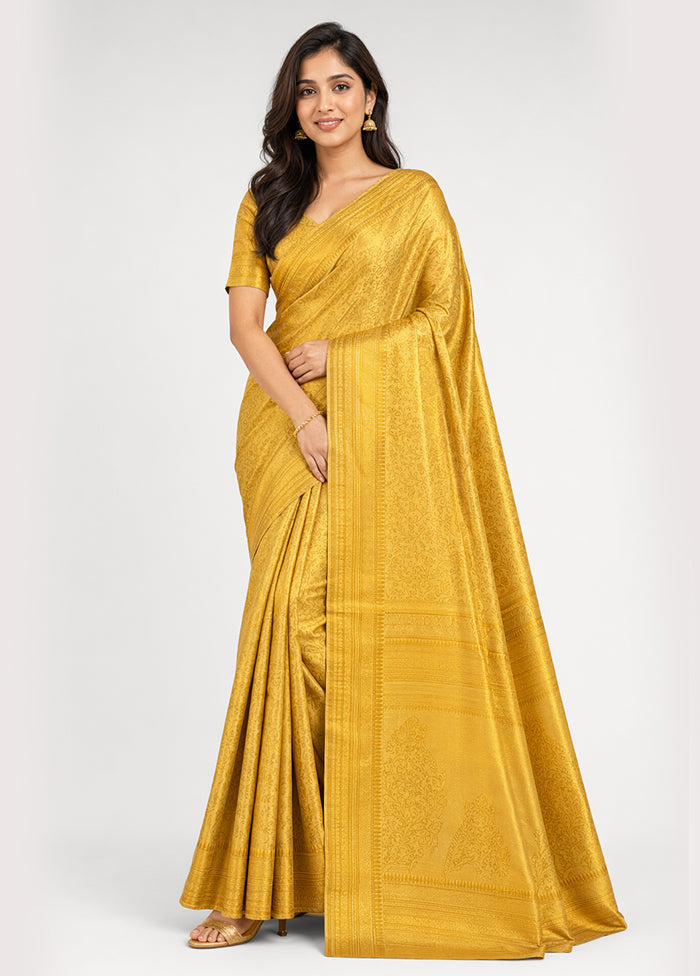 Cream Kanjivaram Silk Saree With Blouse Piece