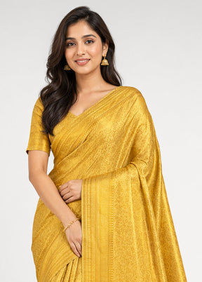 Cream Kanjivaram Silk Saree With Blouse Piece
