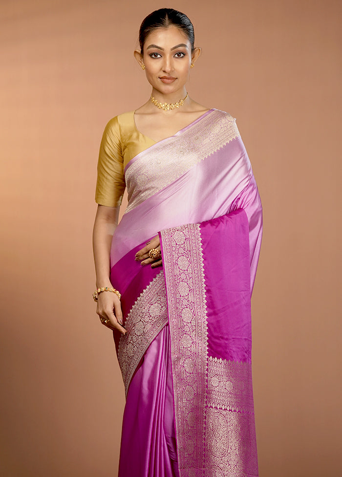 Purple Handloom Katan Silk Saree With Blouse Piece