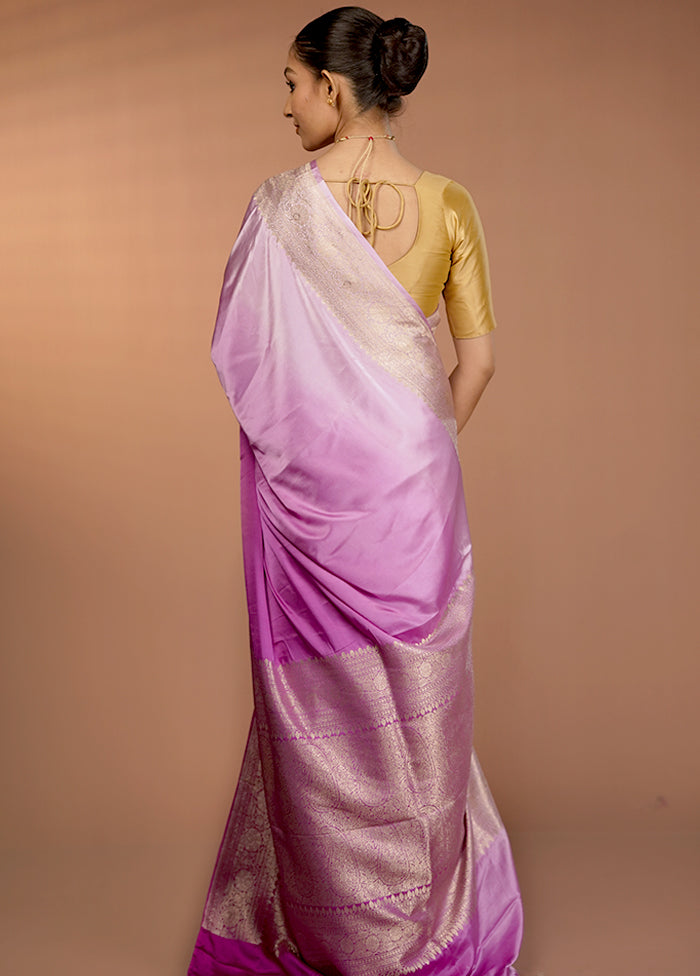 Purple Handloom Katan Silk Saree With Blouse Piece