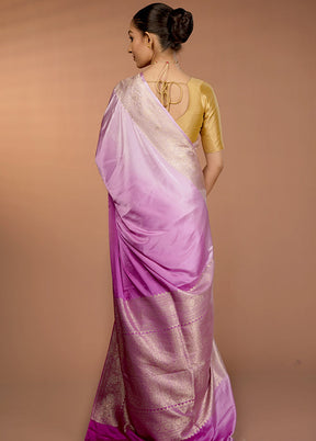 Purple Handloom Katan Silk Saree With Blouse Piece