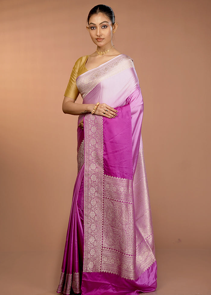 Purple Handloom Katan Silk Saree With Blouse Piece