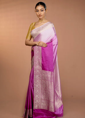 Purple Handloom Katan Silk Saree With Blouse Piece