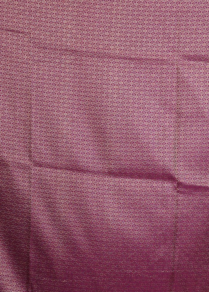 Purple Handloom Katan Silk Saree With Blouse Piece