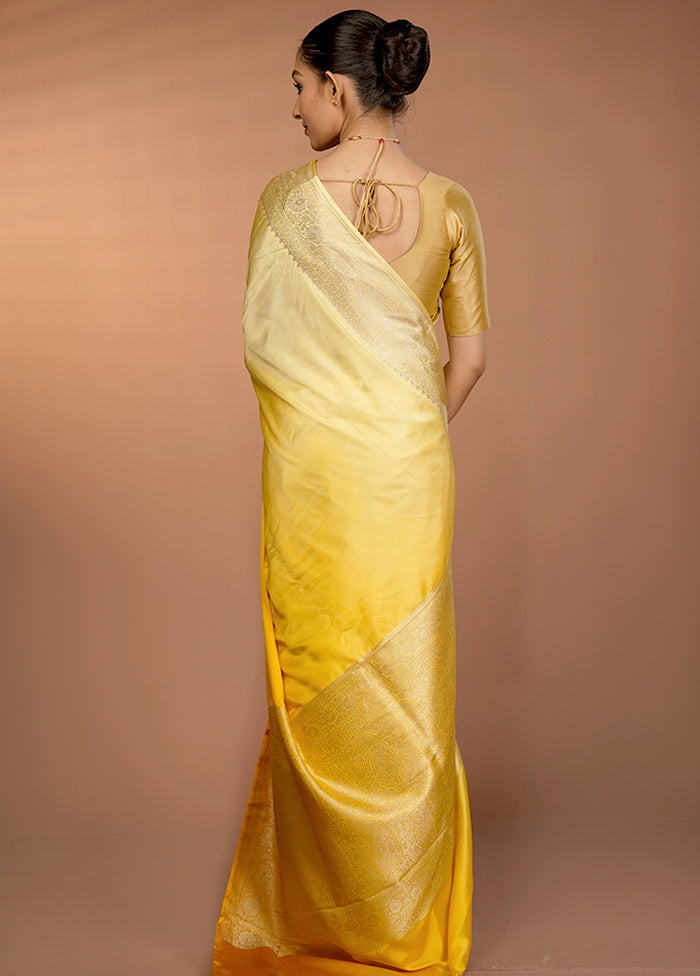 Yellow Handloom Katan Pure Silk Saree With Blouse Piece