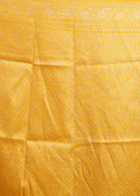 Yellow Handloom Katan Pure Silk Saree With Blouse Piece