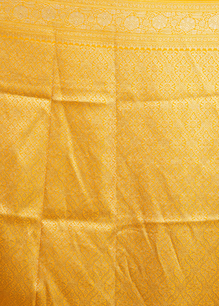 Yellow Handloom Katan Pure Silk Saree With Blouse Piece