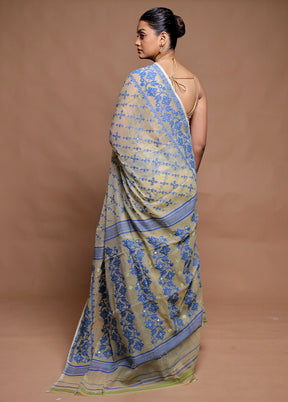 Cream Tant Jamdani Saree Without Blouse Piece