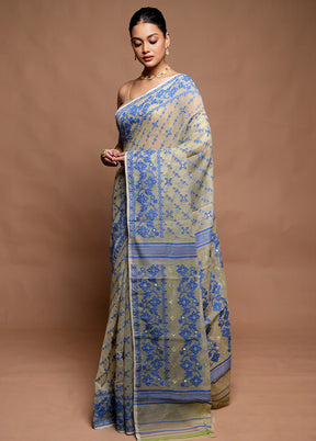 Cream Tant Jamdani Saree Without Blouse Piece