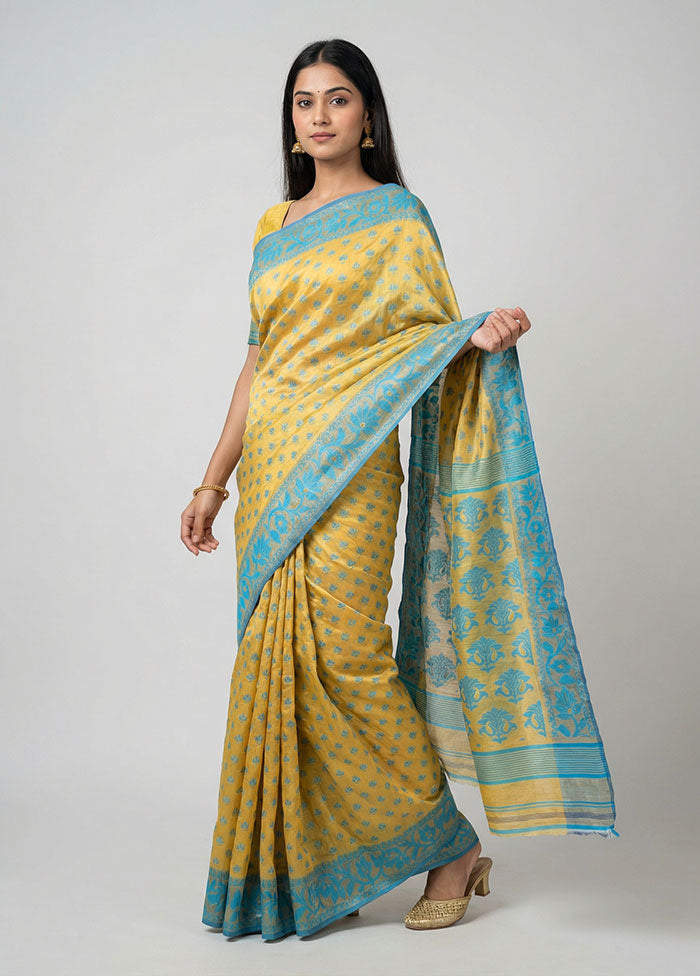 Cream Jamdani Cotton Saree Without Blouse Piece