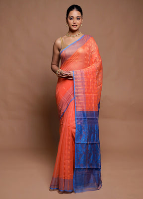 Orange Tant Jamdani Saree Without Blouse Piece