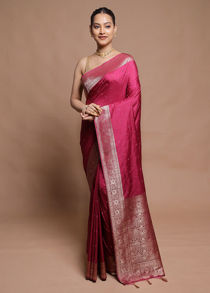 Pink Dupion Silk Saree With Blouse Piece