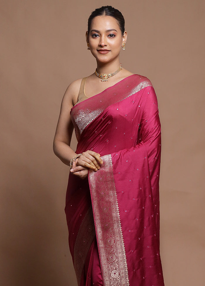 Pink Dupion Silk Saree With Blouse Piece