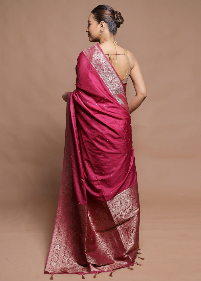 Pink Dupion Silk Saree With Blouse Piece
