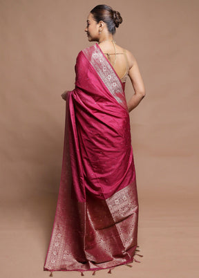 Pink Dupion Silk Saree With Blouse Piece