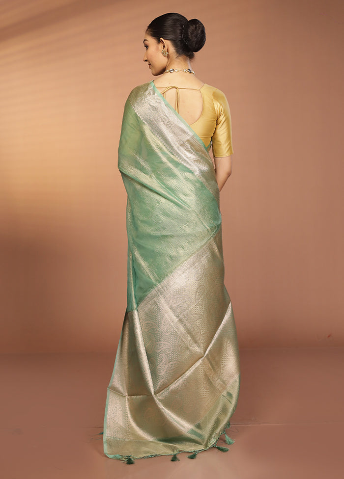 Green Tissue Silk Saree With Blouse Piece