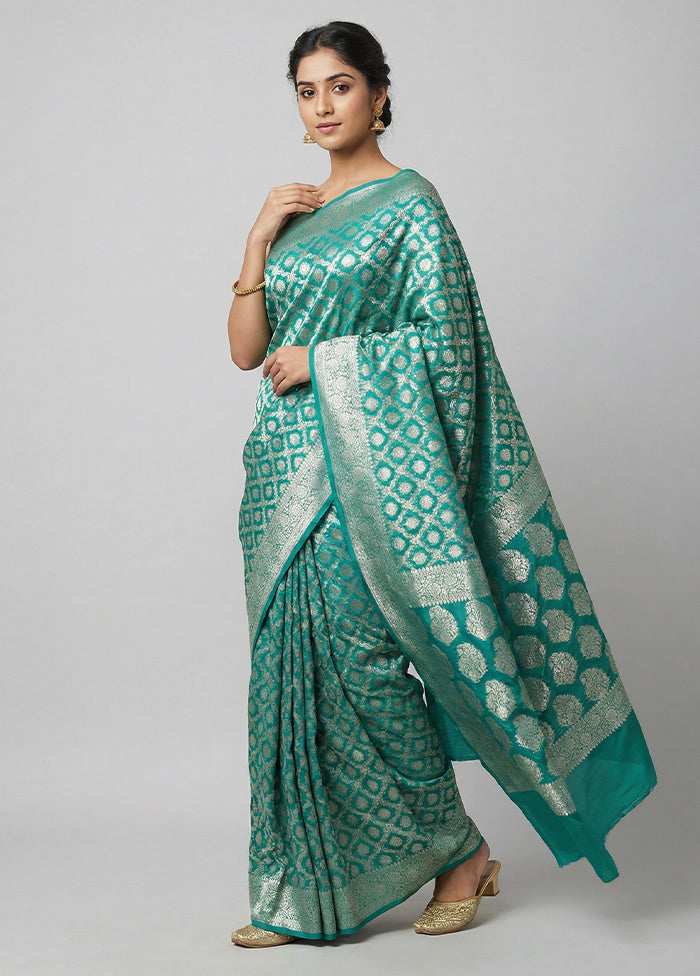 Green Dupion Silk Saree With Blouse Piece